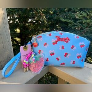 JUICY COUTURE Sweet Strawberry Blue Bow Pouch w/Strap